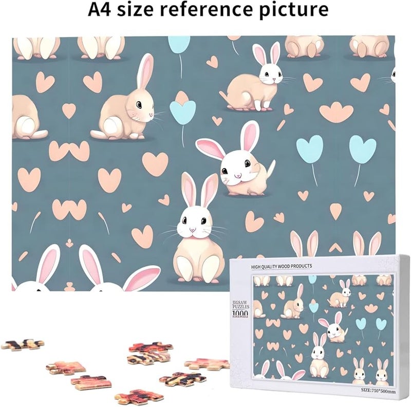 Phayah 1000 قطعة لغز أرنب لطيف للبالغين ديكور المنزل 29.5 × 19.7 بوصة - Image 5